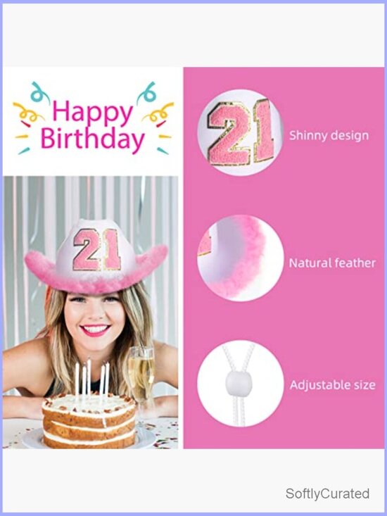 Cowboy Hat with Wide Brim 21st Birthday Party Accessory Sparkly One Size main image 6